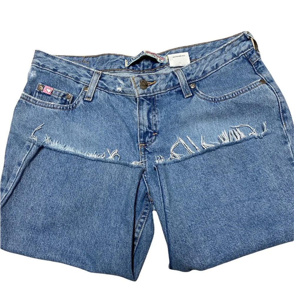 Mudd Bermuda Jean Shorts Women’s 11 Blue Denim Casual Cut Offs Raw Hem Jorts